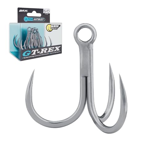 BKK GT-REX Barbless Treble Hook | 7X | Saltwater Ultra-Antirust Coating | Hand Ground | Popping & Stick Baits - size: 5/0#