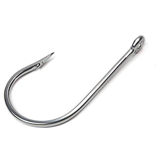 Saltwater Tuna Hooks– Stainless Steel Forged Ringed Extra Strong Big Game Fishing Hook for Giant Shark Salmon, Size 2/0-13/0 - size: 12/0# -5pcs