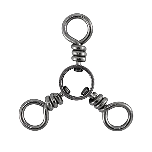Dr.Fish 50 Pack 3 Way Swivel Fishing Tackle 30-220Lb Catfish Swivels Three Way Rigs Freshwater Saltwater Catfish Tackle - size: #2(75Lb)-50 Pack