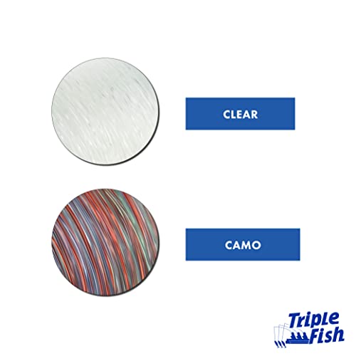 Triple Fish Monofilament Fishing Leader - Clear, Camo Strong Tough Leader Material for Big Game Fishing, Up to 400lb Test - color: Clear, style: 15 Lb Test, 0.40 Mm Dia, 50 Yd