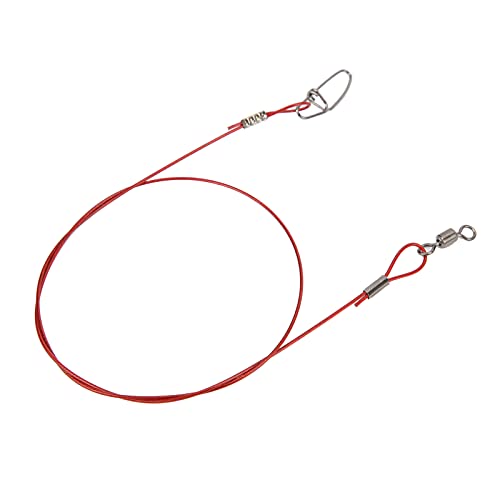 Anti Bite Fishing Line Steel Wire Leader with Rolling, Heavy Duty Fishing Wire Leash for Sea Enthusiasts - color: Red