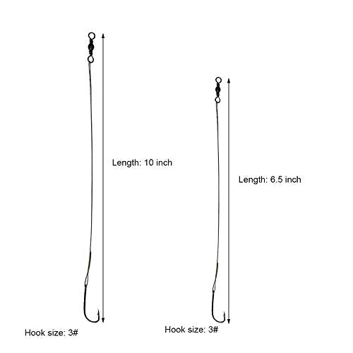 20pcs Wire Leader Hook Rigs Baitholder Fishing Hook Nylon Coated Fishing Wire Leader with Swivel - color: 10inch silver, size: 2/0-20pcs