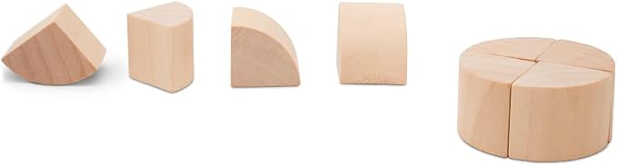 Quarter Circle Wooden Building Blocks Set 1-inch, Pack of 50 Unfinished Wooden Blocks for Crafts & Loose-Parts Play, by Woodpeckers