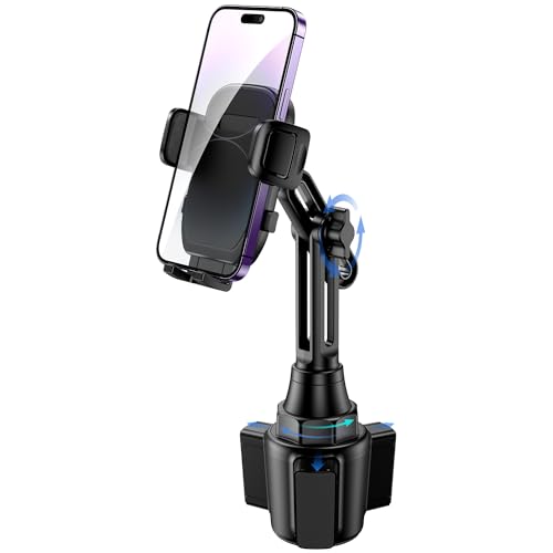 bokilino Cup Phone Mount for Car, [Upgraded Version] Universal Cup Phone Cradle Holder with Long and Adjustable Neck, Friendly Compatible with Cell Phone iPhone, Samsung, Google and All Smartphones