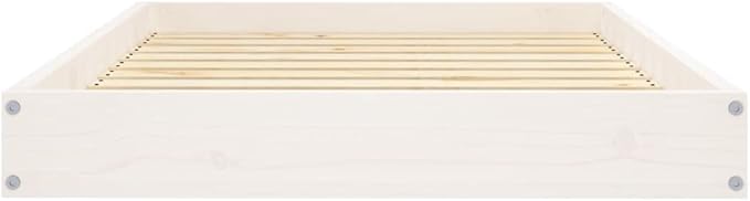 Solid Wood Pine Dog Bed, Solid Wood Pet Bed, Small Pet Furniture Cat & Dog Bed Frame, White 36"x25.2"x3.5",-555