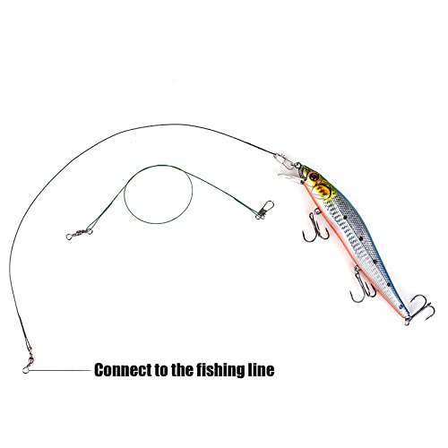 50pcs Fishing Wire Leaders Nylon-Coated Fishing Line Trace Lure Leaders with Swivels and Snaps Stainless Steel Fishing Tackle Leaders Tackle - color: Silver, size: 10inch