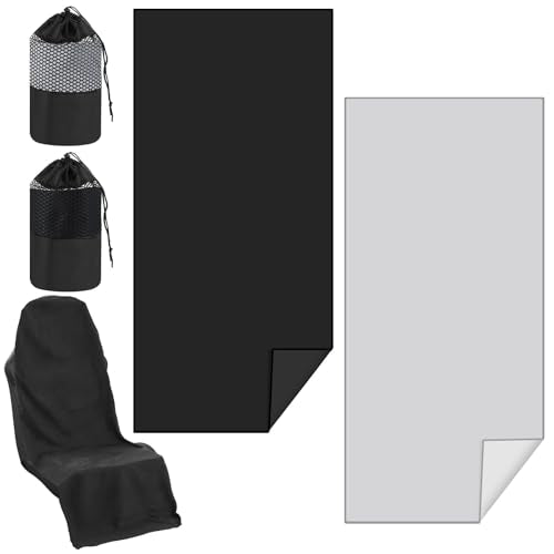 Hahafelt Car Seat Towel Covers with Storage Bag, 63 x 32 Inch Universal Non Slip Waterproof Sweat Protector for Car Truck, Gym Swimming Running, Machine Washable(2 Pack,Black,Gray) - style: Black,Gray