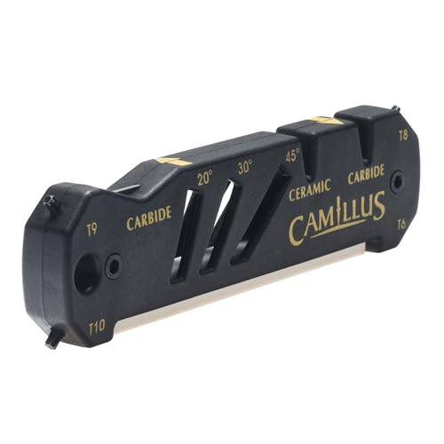 CAMILLUS GLIDE Compact Durable Easy-to-Use V-Notch Ceramic Carbide Multi-Angle Multitool Sharpener for Knives, Axes, Shears & Hooks