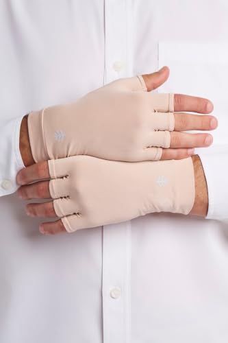 Coolibar Fingerless UV Sun Gloves - UPF 50+ Sun Protection - Ouray - color: Beige, size: Small