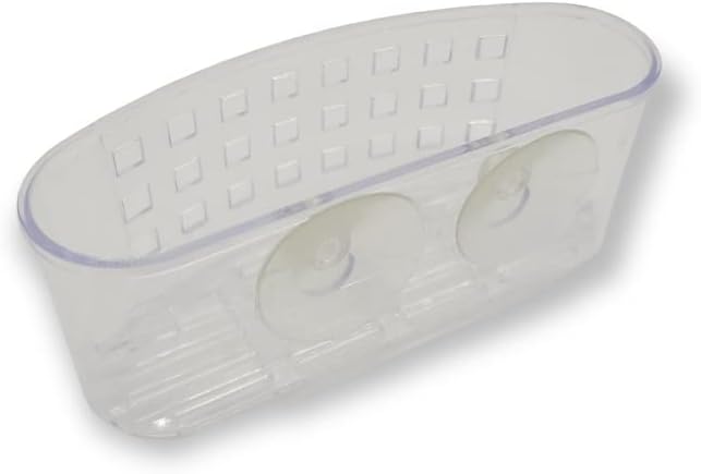 Handy Housewares Kitchen Sink Caddy Dish Soap Scrubber Sponge Holder Basket with Suction Cups - Clear (1 Pack)