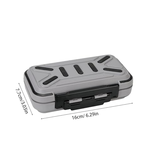 Double Sided Waterproof Fishing Tackle Box, Small Portable Lure Case with Compartments for Hooks Baits (Grey)