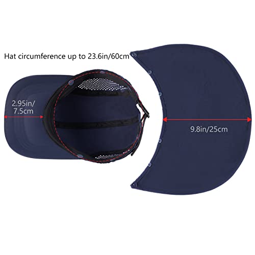 BASSDASH UPF 50+ Foldable Fishing Hat Baseball Cap with Removable Neck Flap Portable for Men Women Golf Hiking - color: Dark Blue With Unfoldable Brim