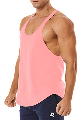 Men's Workout Quick Dry Soft Gym Bodybuilding Stringer Tank Tops - color: Pink, size: Medium