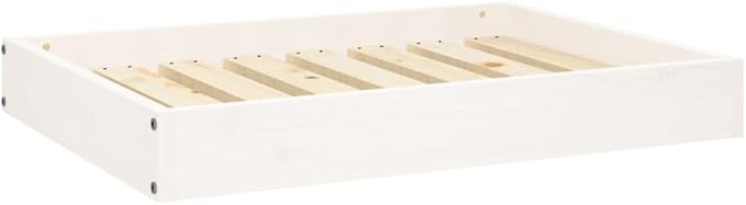 Solid Wood Pine Dog Bed, Solid Wood Pet Bed, Small Pet Furniture Cat & Dog Bed Frame, White 28.1"x21.3"x3.5",-551