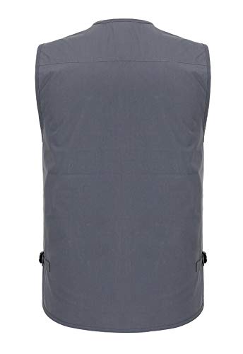 Spanye Mens Fishing Vest Multi Pocket Vests Safari Travel Photo Work Jacket Alive Outerwear - color: Gray Blue, size: Large
