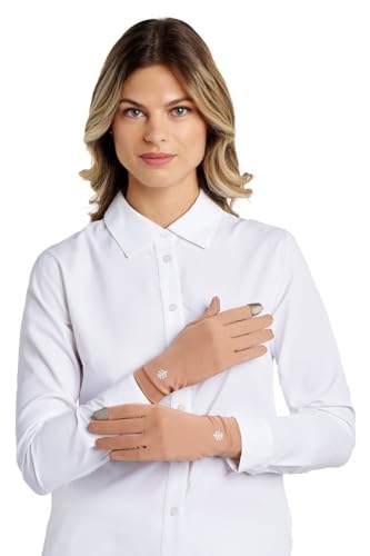 Coolibar Full Finger UV Sun Gloves - UPF 50+ Sun Protection - Gannett - color: Antique Tea, size: X-Small