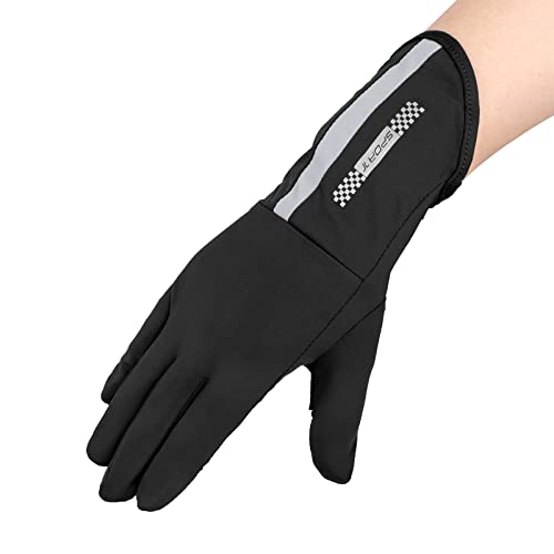 Mens Women Driving Gloves Summer UV Sun Protection Gloves Non-Slip Touchscreen Ice-Silk Sunblock Gloves for Cycling Riding - color: Extended Black
