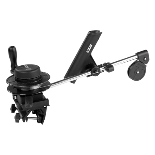 Scotty #1050MP Depthmaster Manual Downrigger, Display Packed w/ Rod Holder & Clamp Mount,Black | Non-Permanent Clamp-on Bracket
