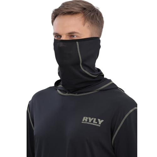 Fishing Shirts for Men,Long Sleeve Rash Guard Shirts Sun Protection Hoodie Athletic Running Hiking Shirt 1/2 Packs - color: Navy and Black, size: XX-Large