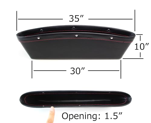 iJDMTOY Black Leather Car Side Pocket Organizers, Car Seat Catchers Compatible With Key, Wallet, Cell Phone, Sunglasses, etc