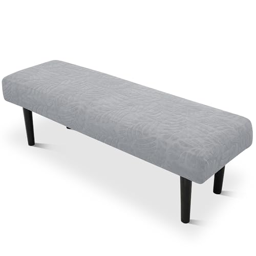 Stretch Bench Seat Cover, Reusable Slipcover for Dining Room & Bedroom, Removable Washable Rectangular Bench Covers, Elastic Fit for Home Furniture (Light Grey) - color: Light Grey
