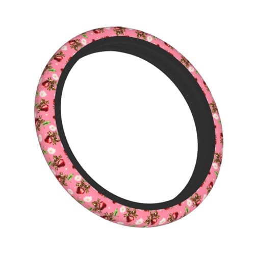 Cherry Flower Steering Wheel Covers Non Slip Neoprene Universal 15 Inch Steering Wheel Protector Car Cover for Men Women - color: Cherry