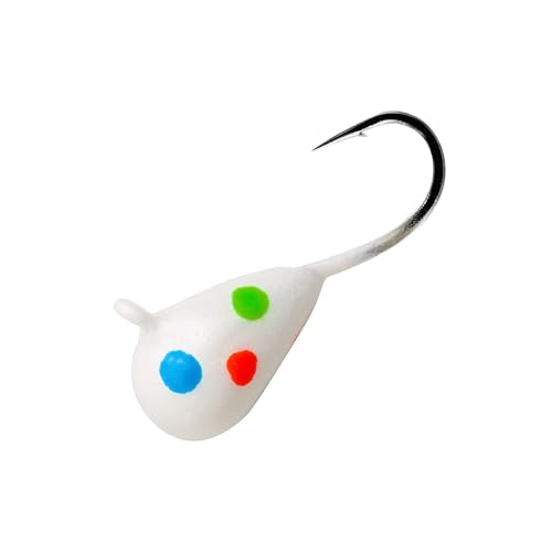 10 Pieces 3.0-6.0mm Teardrop Tungsten Ice Jig - color: SP01 Pearl White Wonderbread Glow, size: TIJ02 3MM 10PCS