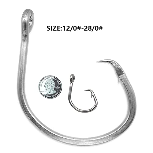 Giant Fishing Hook 6/0-28/0 Forged in-line Circle Hooks Shark & Swordfish &Tuna Hook Stainless Steel Big Game Hook Saltwater… - size: Size 9/0-Pack of 30