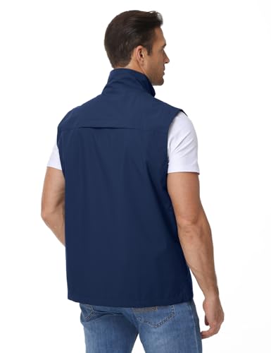 Eisctnd Mens Lightweight Quick Dry Vest Sleeveless Outdwear Utility Jacket | Utility Sleeveless Vest with Multi Pockets, Outerwear Hiking Fishing Photography Camping Travel Outdoor - color: Darkblue, size: Medium