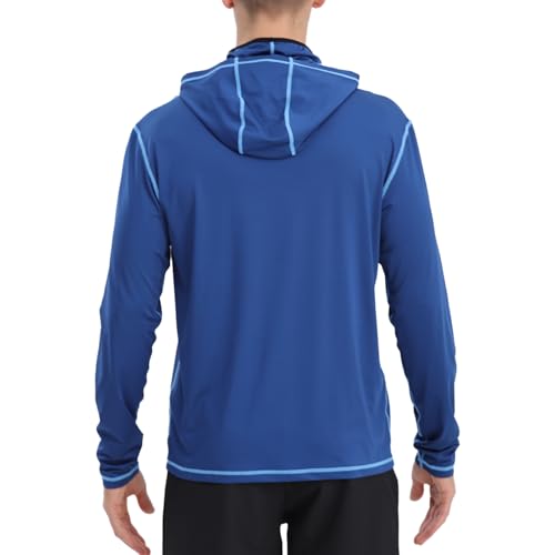 Fishing Shirts for Men,Long Sleeve Rash Guard Shirts Sun Protection Hoodie Athletic Running Hiking Shirt 1/2 Packs - color: Navy and Black, size: XX-Large