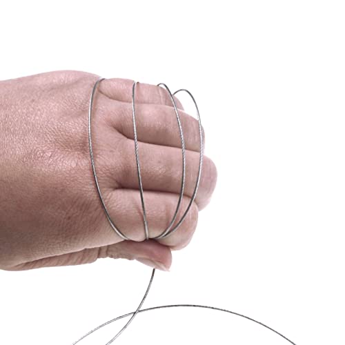 5LB-280LB 7 Strands Stainless Steel Wire Leader Nylon Coated-32.8ft Fishing Leader with 10pcs Crimp Sleeves - color: Silver with spool, size: 20LB