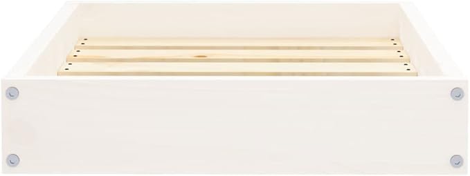 White Solid Pine Wood Dog Bed 20.3x17.3x3.5 Inch - Sturdy Minimalist Pet Sofa for Small Medium Dogs Rustic Raised Dog Crate with Stable Frame - Easy Assembly Indoor Outdoor Use