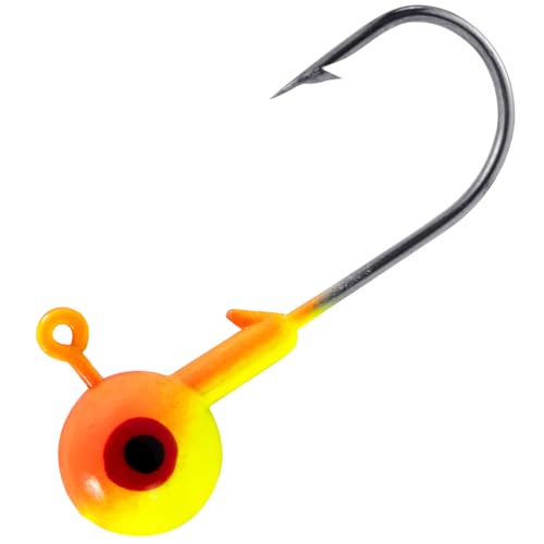 Dr.Fish 20 Pack Fishing Jig Heads, Crappie Jig Round Ball Head Freshwater Fishing Hooks Bass Trout Panfish Walleye Bluegill Saltwater - color: Orange/Yellow, size: 1/16oz-Hook #4