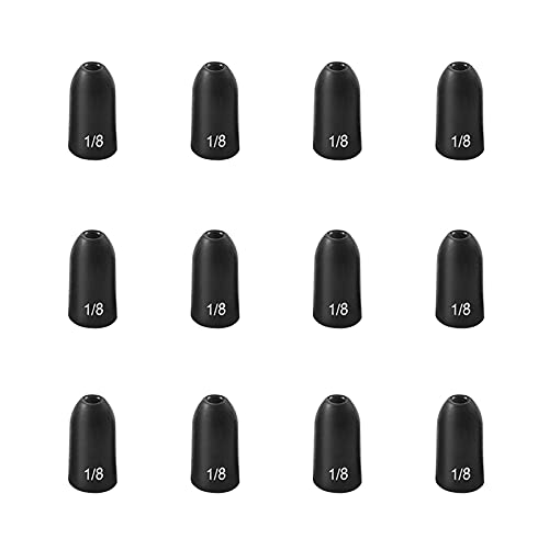 12 Pack Tungsten Bullet Fishing Weights, Insert Free Worm Sinkers, 1/8 3/16 1/4 3/8 1/2 oz - color: No Chip Black, size: 1/16 oz - 12pcs