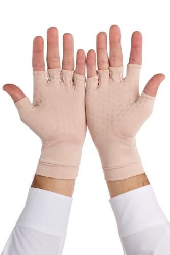 Coolibar Fingerless UV Sun Gloves - UPF 50+ Sun Protection - Ouray - color: Beige, size: Small