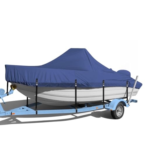 Heavy Duty Boat Center Console Cover, Waterproof Boat Covers 20-22 FT with Motor Cover and Metal Windproof Adjustable Buckle, Navy - color: Navy-1, size: 20'-22' Length , Beam Width up to 106" W