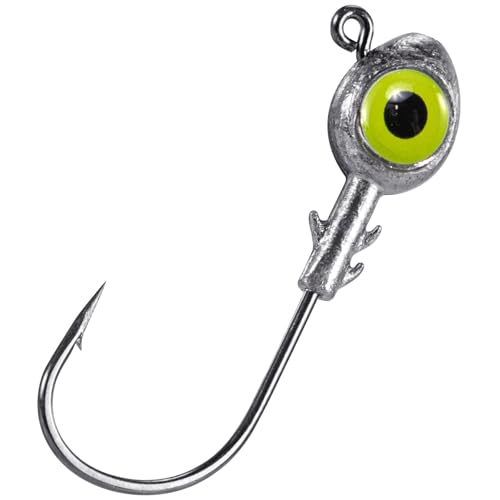 Dr.Fish 10 Pack Fishing Eyes Jigs 3D Eyes Trout Heads Bass Hook Saltwater Swimbait Jig Heads Freshwater Walleye Redfish Striper 1/2oz 3/8oz 1/4oz 3/16oz - color: Chartreuse Eyes, size: 3/8oz-Hook #4/0