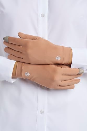 Coolibar Full Finger UV Sun Gloves - UPF 50+ Sun Protection - Gannett - color: Antique Tea, size: X-Small
