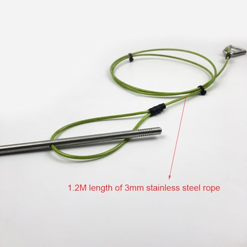 COOLHOOD Stringer Fish Holder for Diving Quick Handspear Fish Needle Hook Stringer with Clip Stainless Steel - color: 120cm
