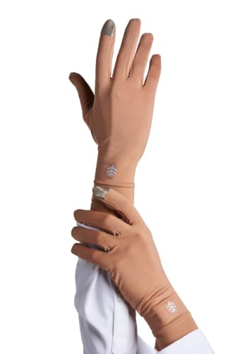 Coolibar Full Finger UV Sun Gloves - UPF 50+ Sun Protection - Gannett - color: Antique Tea, size: X-Large