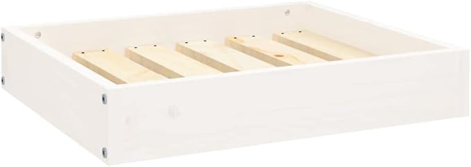 Solid Pine Wood Dog Bed for Small Breeds, Elevated Rectangular Pet Bed with Smooth Painted Finish, Indoor Comfortable Sleek Design, 4-Piece Set for Cozy Relaxation and Better