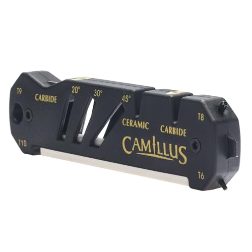 CAMILLUS GLIDE Compact Durable Easy-to-Use V-Notch Ceramic Carbide Multi-Angle Multitool Sharpener for Knives, Axes, Shears & Hooks