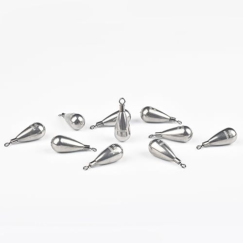 10 Pack Tungsten Free Rig Weights, Tear Drop Fishing Sinkers with Round Eye for Finesse Bass Fishing - color: Plain(Natural), size: 1/2oz - 10 Pack