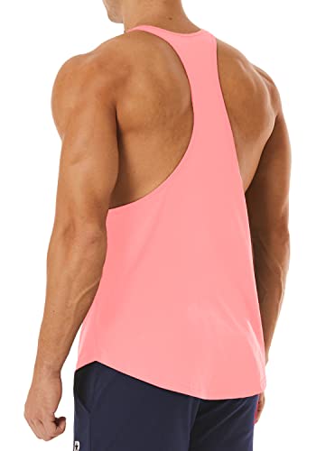 Men's Workout Quick Dry Soft Gym Bodybuilding Stringer Tank Tops - color: Pink, size: Medium