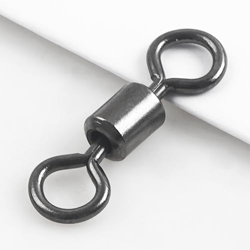 Barrel Swivels Fishing Tackle, 20/80pcs Heavy Duty Fishing Swivel Connector Stainless Steel Black Nickel Rolling Swivels Saltwater Freshwater 30-1322lb - size: 80pcs--4#--77lb