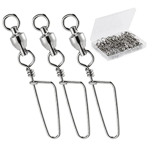 Dr.Fish 20 Pack Fishing Snap Swivels Ball Bearing Swivels Fishing Tackle Saltwater & Freshwater Coast Lock Lure Snaps Clips Terminal Tackle Line Leader Connector Accessories - size: #2-46LB-20 Pack