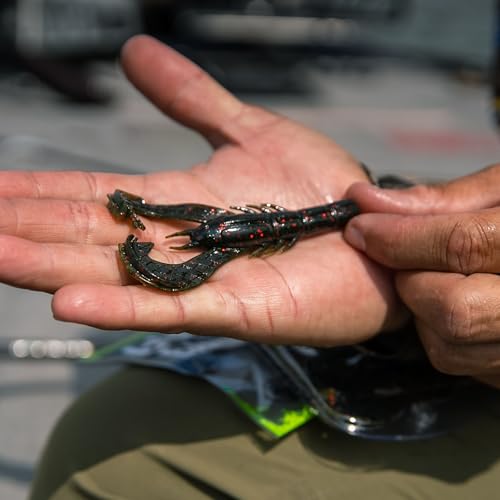 Googan Squad Krackin' Craw Soft Plastic Crawfish Bait for Bass Fishing – Patented V-Ridge Claws, Salt-Injected, Slaunch Sauce Scent (6pk) - color: Junebug, size: 4"
