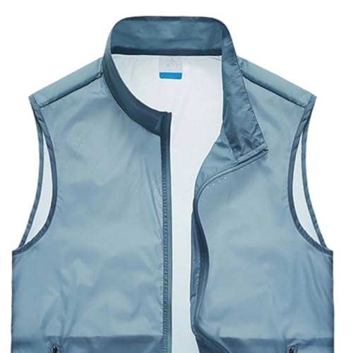 Fishing Vest - Fishing Vests for Men Zip Up Lightweight Sleeveless Utility Jackets Quick Dry Outwear Vests with Pockets - color: 01# Light Blue, size: Medium