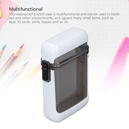 Fockety Waterproof ID Card Badge Holder Case, Clear Vertical Badge Holder, Heavy Duty Waterproof Sports Case, Waterproof Card Holder with Lanyard for Swimming, Credit Cards, Money (White) - color: White