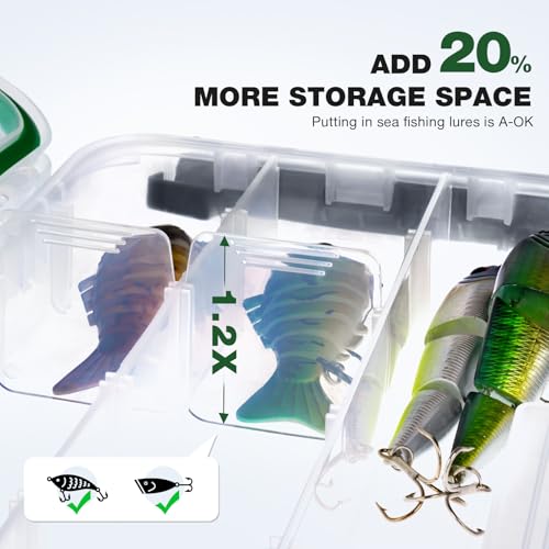 Ghosthorn Fishing Tackle Box, Waterproof 3600 and 3700 Tackle Trays, Plastic Tackle Box Organizer with Removable Dividers Storage Lure Box for Lures 3 Pack (3600 * 3) - size: 3600*3